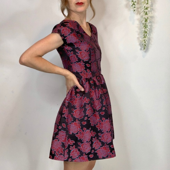 TRUE DECADENCE brocade fit & flare dress Regencycore 1854 - Picture 4 of 10